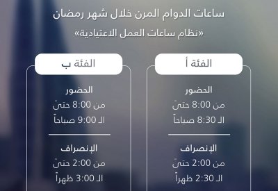 تعرف على أوقات الدوام الحكومي في رمضان