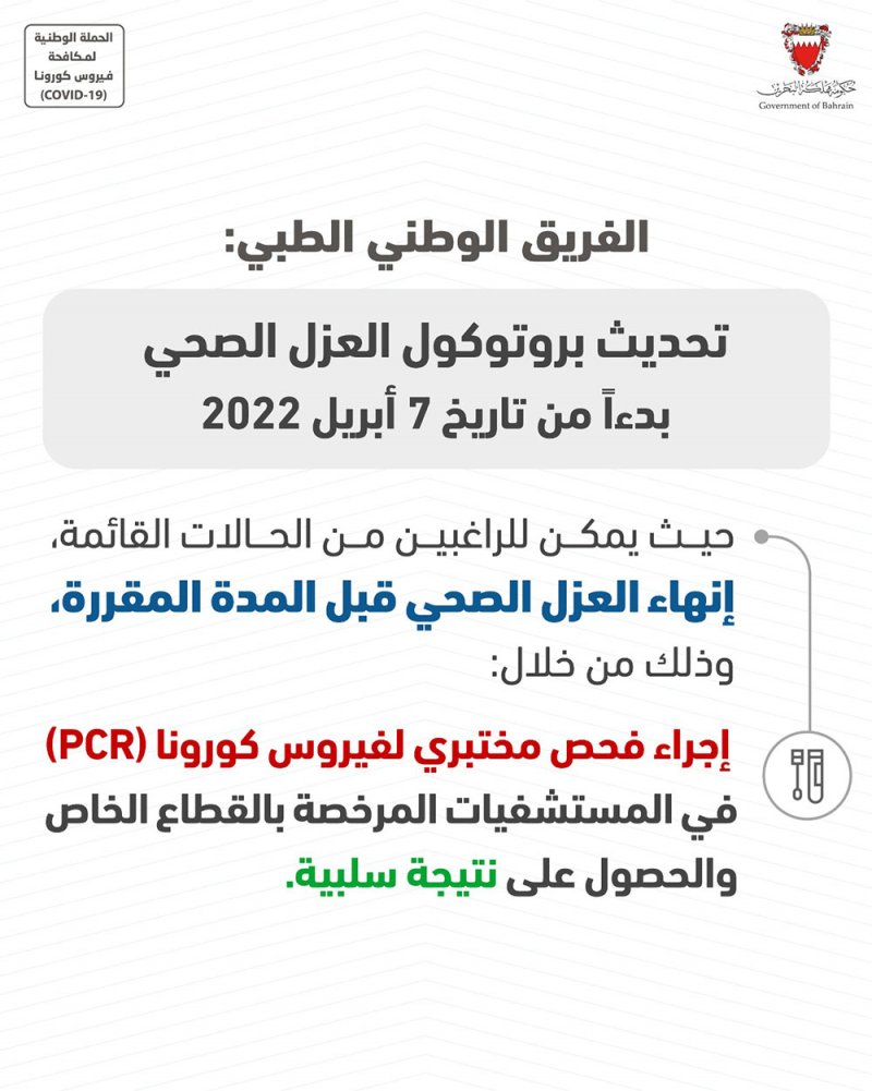 الفريق الوطني الطبي: تحديث بروتوكول العزل الصحي للراغبين من الحالات القائمة إنهاء العزل الصحي