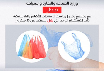 حظر تصنيع أو استيراد أو تداول الأكياس البلاستيكية ذات الاستخدام الواحد