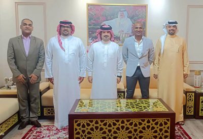 سمو الشيخ خليفة بن علي يستقبل اللاعب الفرنسي الدولي السابق مالودا