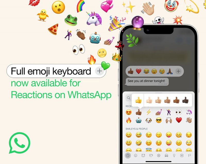 WhatsApp يطرح الدعم الكامل للوحة مفاتيح الرموز التعبيرية