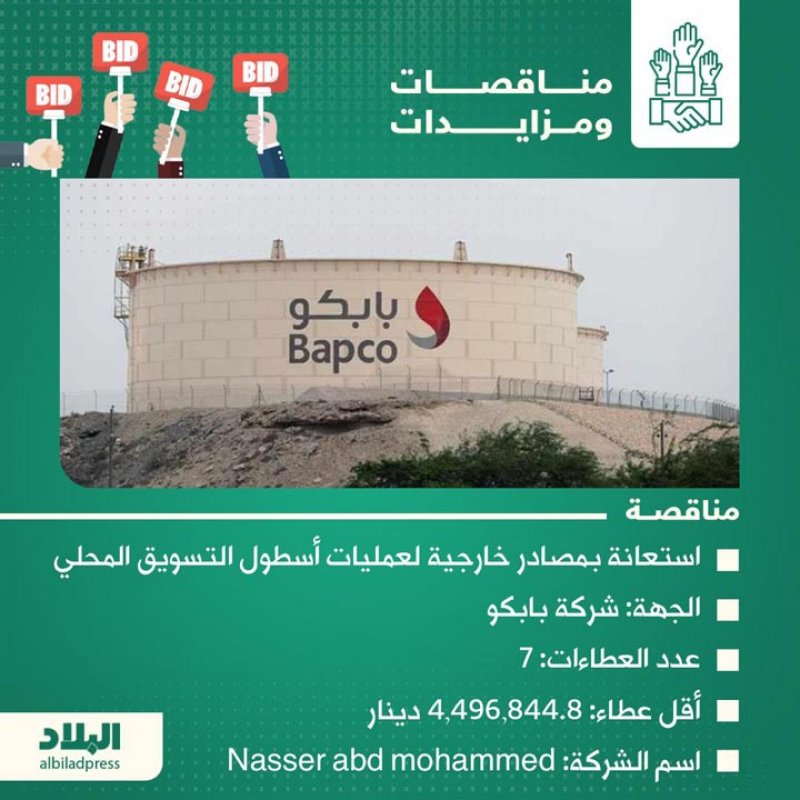 تعرف على أبرز المناقصات الحكومية بتغطية "البلاد" المباشرة