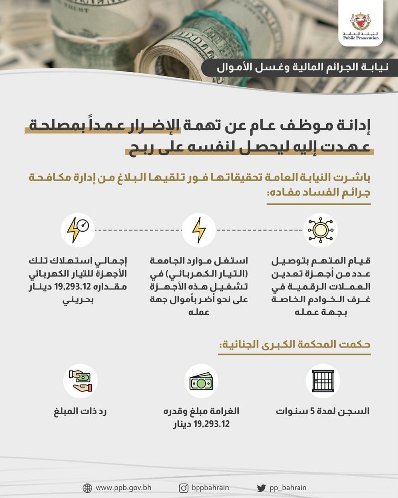 سجن موظف عام استغل وظيفته لتعدين العملات الرقمية.. وهذه عقوبته