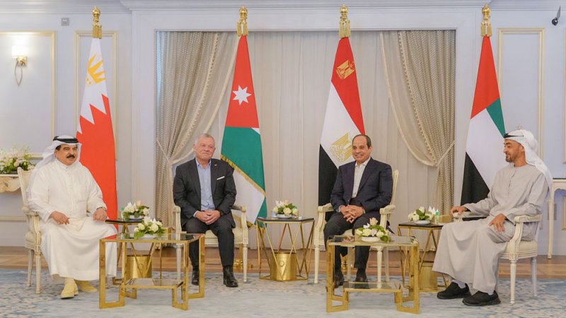 جلالة الملك المعظم يشارك في اللقاء الأخوي التشاوري مع الرئيس المصري ورئيس دولة الإمارات العربية المتحدة والعاهل الأردني