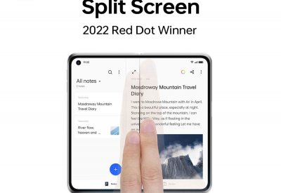 أوبو تفوز بأربع جوائز للتصميم Two-Finger Split Screen