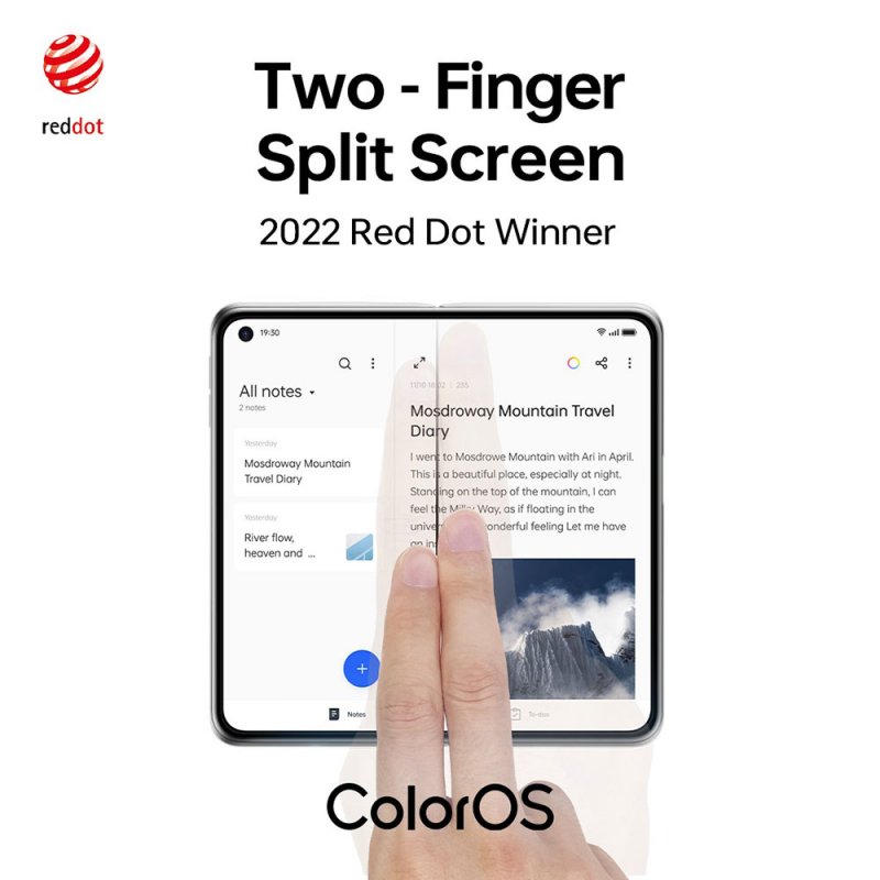 أوبو تفوز بأربع جوائز للتصميم Two-Finger Split Screen