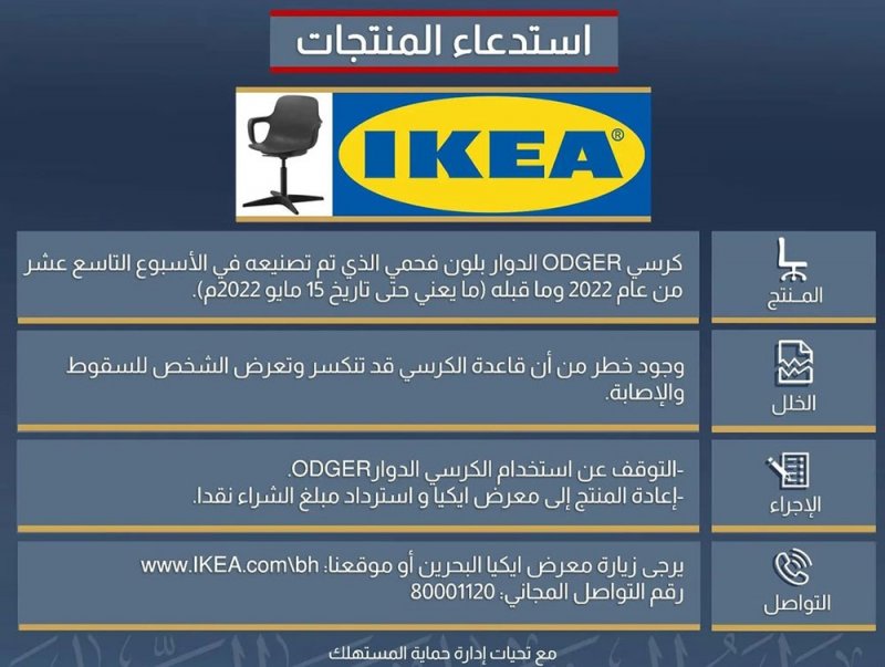 "التجارة" تدعو للتوقف عن استخدام هذا المنتج وإعادته إلى "إيكيا"
