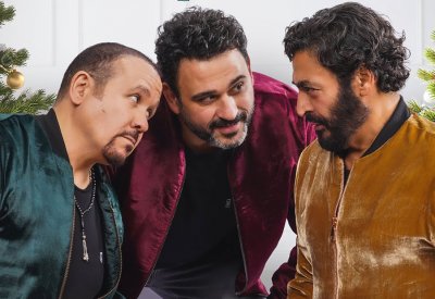 أكرم حسني مع هشام عباس و حميد الشاعري في رأس السنة
