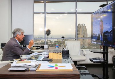 مصطفى السيد يشارك عن بعد في الاجتماع التحضيري للمؤتمر الدولي في جنيف لدعم واغاثة الشعب الباكستاني الصديق