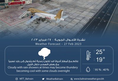 أجواء ممطرة باردة في البحرين