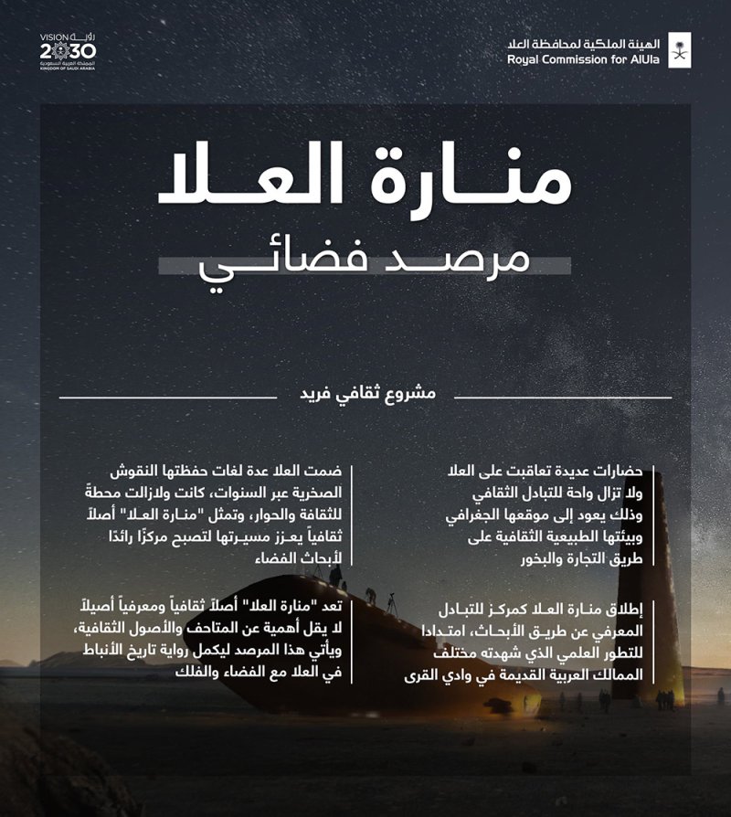 "منارة العلا" السعودية.. وجهة للاكتشافات العلمية