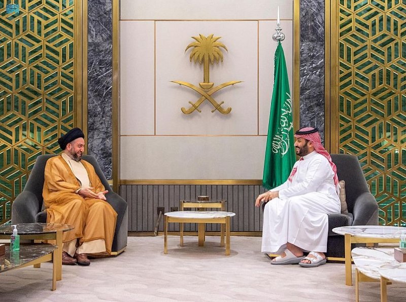 ولي العهد السعودي يستقبل زعيم تيار الحكمة في جمهورية العراق