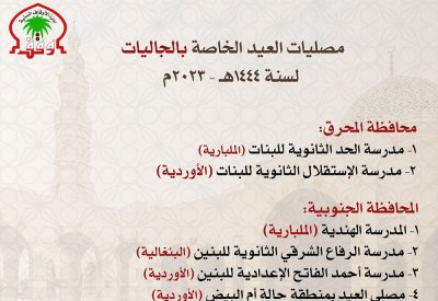 تعرف على مصليات العيد الخاصة بالجاليات