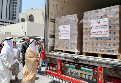 الهلال الأحمر البحريني يرسل شحنة مساعدات إغاثية لسوريا