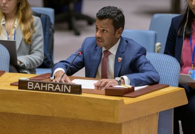 المندوب الدائم لمملكة البحرين لدى الأمم المتحدة في نيويورك يشارك في جلسة المناقشة المفتوحة لمجلس الأمن