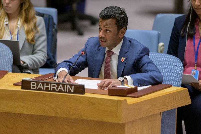 المندوب الدائم لمملكة البحرين لدى الأمم المتحدة في نيويورك يشارك في جلسة المناقشة المفتوحة لمجلس الأمن