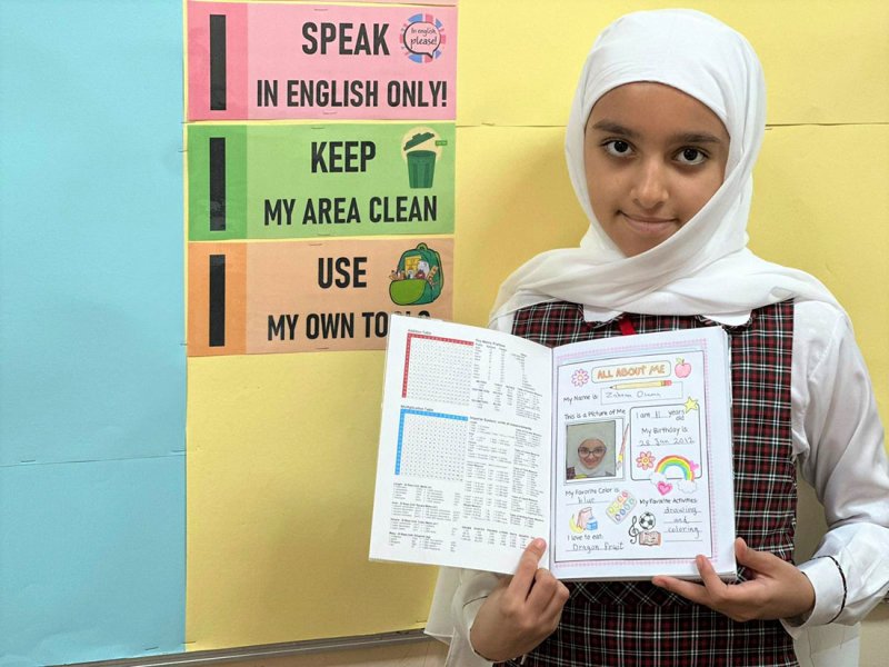 بطاقة تعريفية باللغة الإنجليزية في حصة المعلمة أسماء بوشرار
