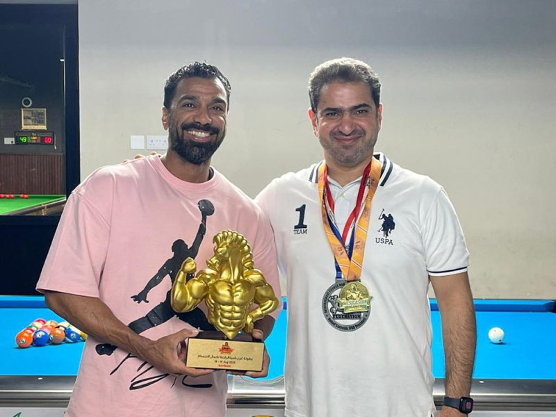 رئيس اتحاد البليارد والسنوكر والدارتس يستقبل البطل العالمي عبدالله عيسى