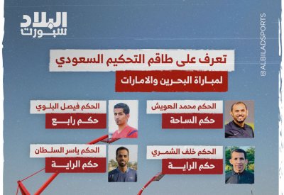 صافرة سعودية تدير الديربي الخليجي بين البحرين والامارات