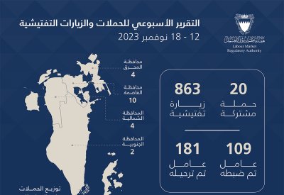 هيئة تنظيم سوق العمل: ترحيل 181 مخالفًا وضبط 109 عمّال غير نظاميين خلال الأسبوع الماضي