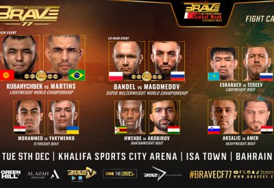 نزالان رئيسيان على اللقب العالمي في الوزن الخفيف والوزن فوق المتوسط في BRAVE CF 77