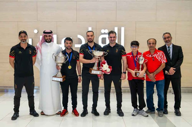 استقبال ابطال العالم للسنوكر حبيب صباح وهشام الصقر 