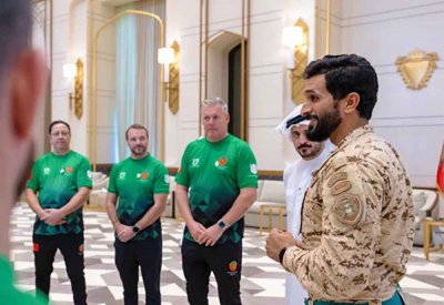 ناصر بن حمد يستقبل فريق الحرس الملكي للملاكمة الفائز في بطولة "رويال رامبل"