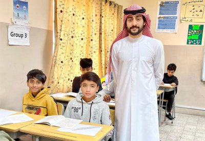 طلاب المعلم ياسر آل محمود يشكرونه لتنفيذ مشروع "القارئ المتطور"