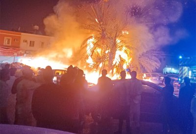 اندلاع النيران في موقع الكراجات بالهملة