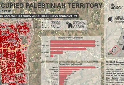 لقطات الأقمار الصناعية تظهر دمار 35% من مباني غزة