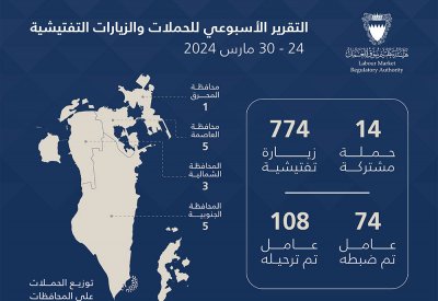 ضبط 74 عاملاً مخالفاً خلال أسبوع.. "LMRA": استمرار تكثيف الحملات التفتيشية