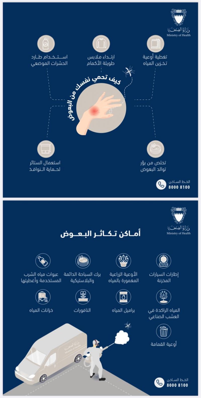 وزارة الصحة تُكثف حملاتها لمكافحة البعوض في جميع مناطق مملكة البحرين