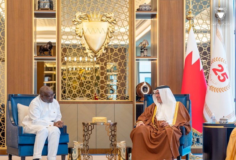 سمو ولي العهد رئيس الوزراء: مواصلة العمل على تطوير العلاقات الثنائية بين البحرين وجمهورية غانا ونقلها نحو مستوياتٍ أكثر تقدمًا