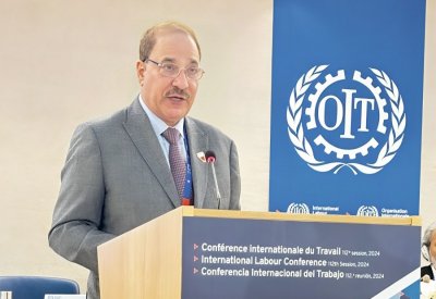 وزير العمل يلقي كلمة أمام الدورة (112) لمؤتمر العمل الدولي في جنيف