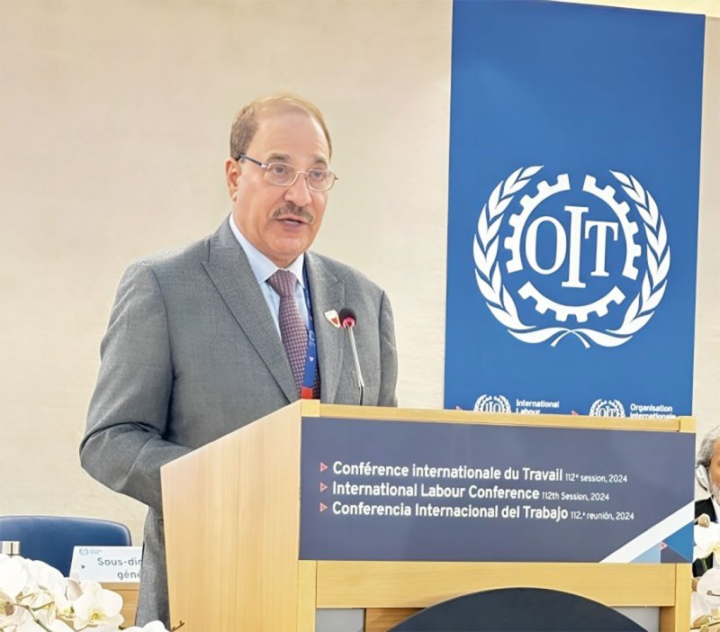 وزير العمل يلقي كلمة أمام الدورة (112) لمؤتمر العمل الدولي في جنيف