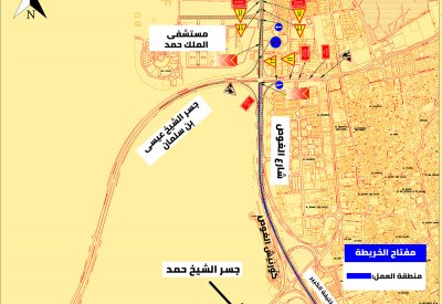 "الأشغال": غلق مسارات على شارع الغوص بالمحرق باتجاه الجنوب