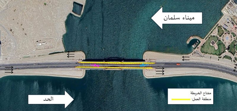 الأشغال: غلق المسار الأيمن على جسر الشيخ خليفة بن سلمان