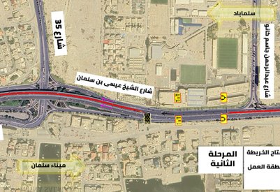 "الأشغال": غلق مسار واحد على كوبري خارطة البحرين المتجه غرباً