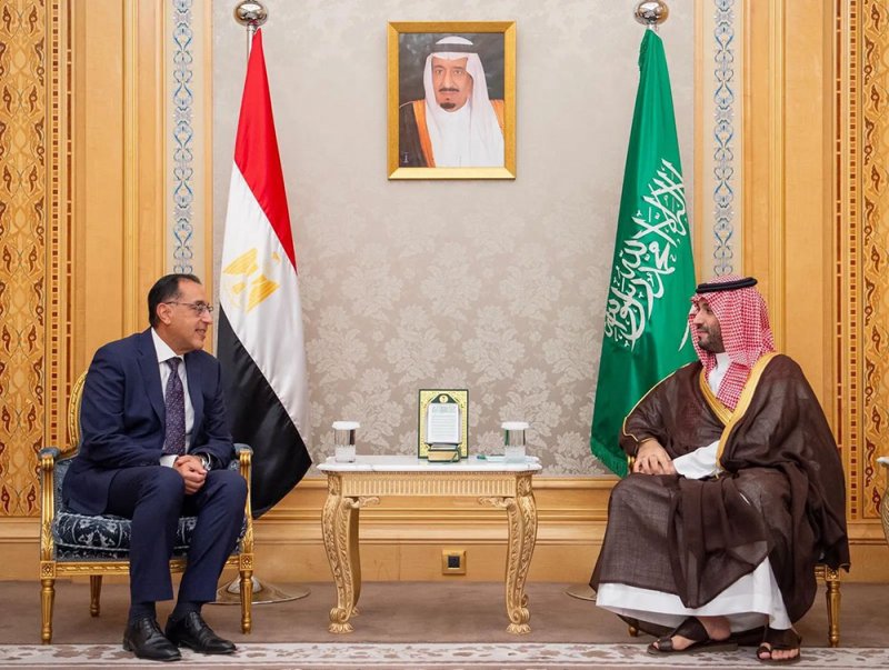 ولي العهد السعودي يبحث مع رئيس الوزراء المصري تعزيز التعاون الثنائي