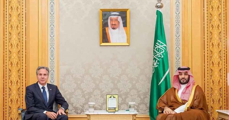 ولي العهد السعودي يبحث مع بلينكن الأوضاع الإقليمية والدولية