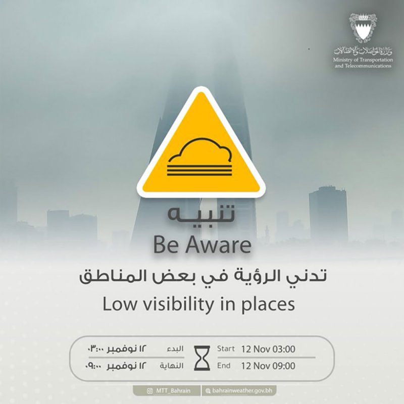 "الأرصاد": زيادة في الرطوبة ليلاً وتدني الرؤية بسبب تشكل الضباب في بعض المناطق فجرا