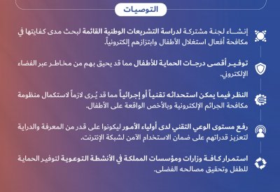 انتهاء فعاليات الحملة الوطنية التوعوية لحماية الأطفال من الاستغلال والابتزاز الإلكتروني (حماية)