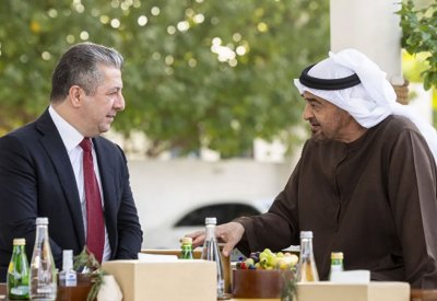 رئيس دولة الإمارات يستقبل رئيس حكومة إقليم كردستان العراق