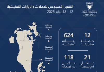 هيئة تنظيم سوق العمل: ترحيل 118 مخالفًا خلال أسبوع.. و636 حملة وزيارة تفتيشية 