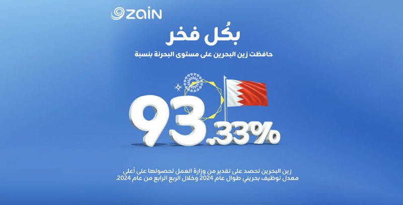 “زين البحرين”.. من أفضل 10 شركات تحقق أعلى معدل توظيف للبحرينيين 2024