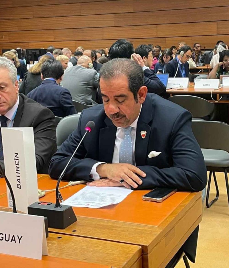 مندوب البحرين في جنيف يلقي بيان المجموعة العربية بمؤتمر العمل الدولي