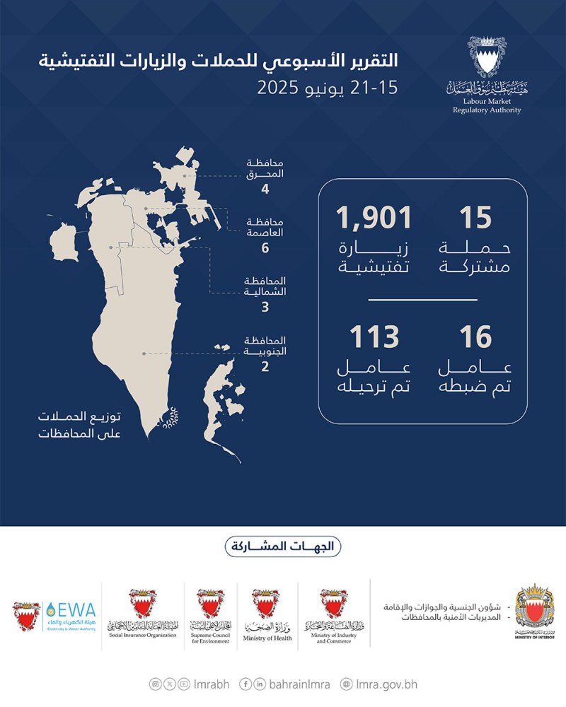 هيئة تنظيم سوق العمل: ترحيل 113 مخالفًا خلال أسبوع