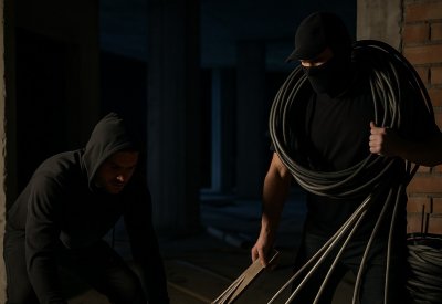 ضبط سارقي أسلاك كهربائية في الحد