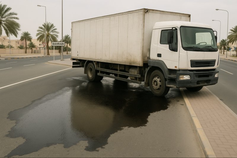 تسرب الزيت من شاحنة إثر تعطلها قرب بوري