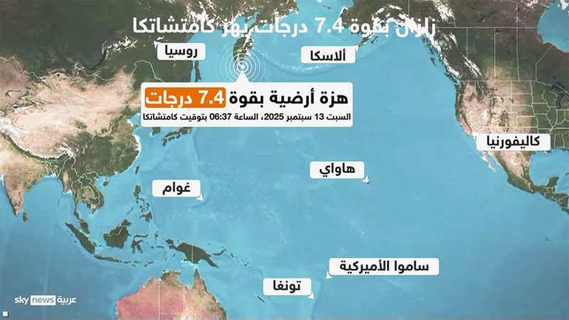 زلزال بقوة 7.4 درجة قرب ساحل كامتشاتكا ولا خطر من تسونامي